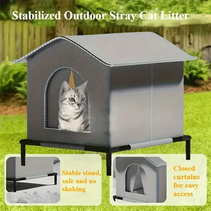 Stray Cat Houses with Mat Waterproof Winter Warm Shelter Foldable Pet Cave Nest Sleeping Beds for Outdoor Cats Small Dog Puppies - Play Paws Toys
