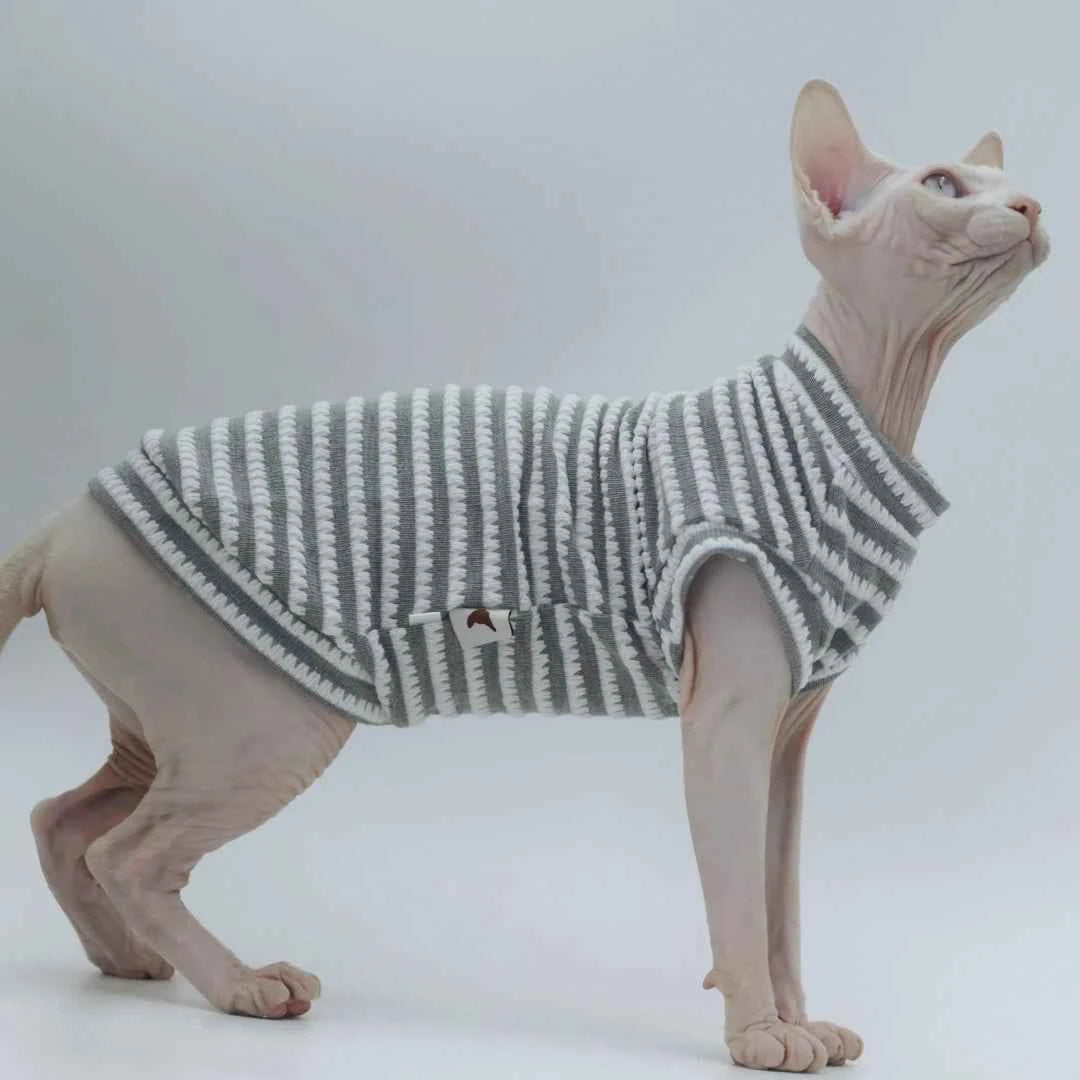 DUOMASUMI Summer Cat Vest for Hairless Breeds - Stretch Cotton & Ultra-Soft Cooling Top for Sphynx, Devon Rex& Abyssinian Cats