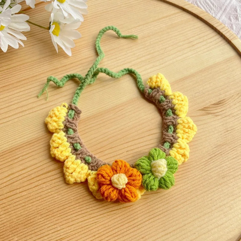 Hand-crocheted Adjustable Elastic Pet Scarf, Cute and Sweet Style Pet Collar,small Dog Scarf, Party Decoration Pet Dress-up Set