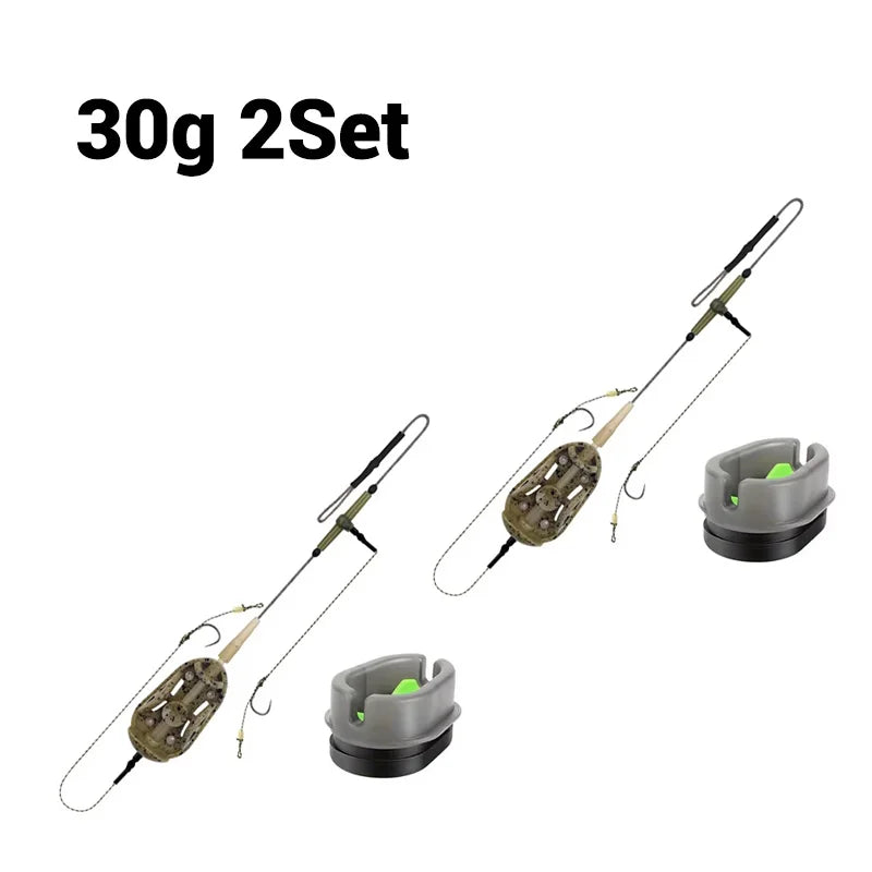 Pre-tied Carp Fishing Hair Rigs，Method Feeder with Double Hooks