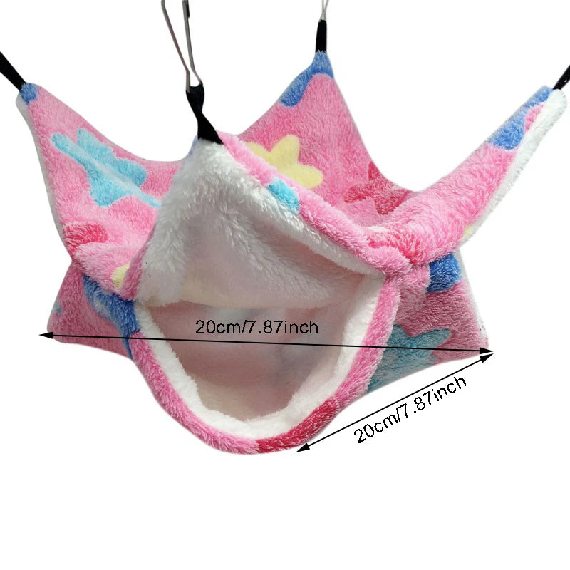 1/2pcs Hamster Hideout Cage Print Fleece Guinea Pig Sugar Glider Sleeping Bed Rodent Hammock Rat Little House Animals Supplies