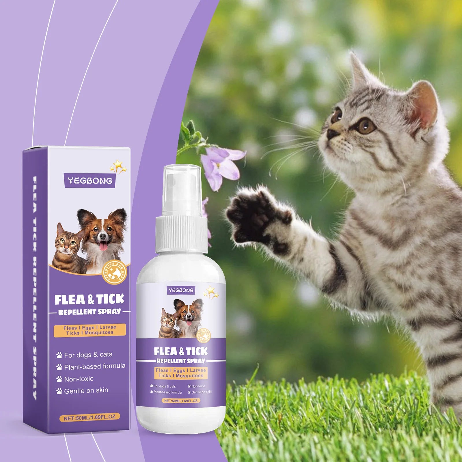 Pet Flea Repellent Spray Effectively Removing Fleas Ticks Relieve Skin Itching Natural Ingredients Non Irritating Pet Pest Spray