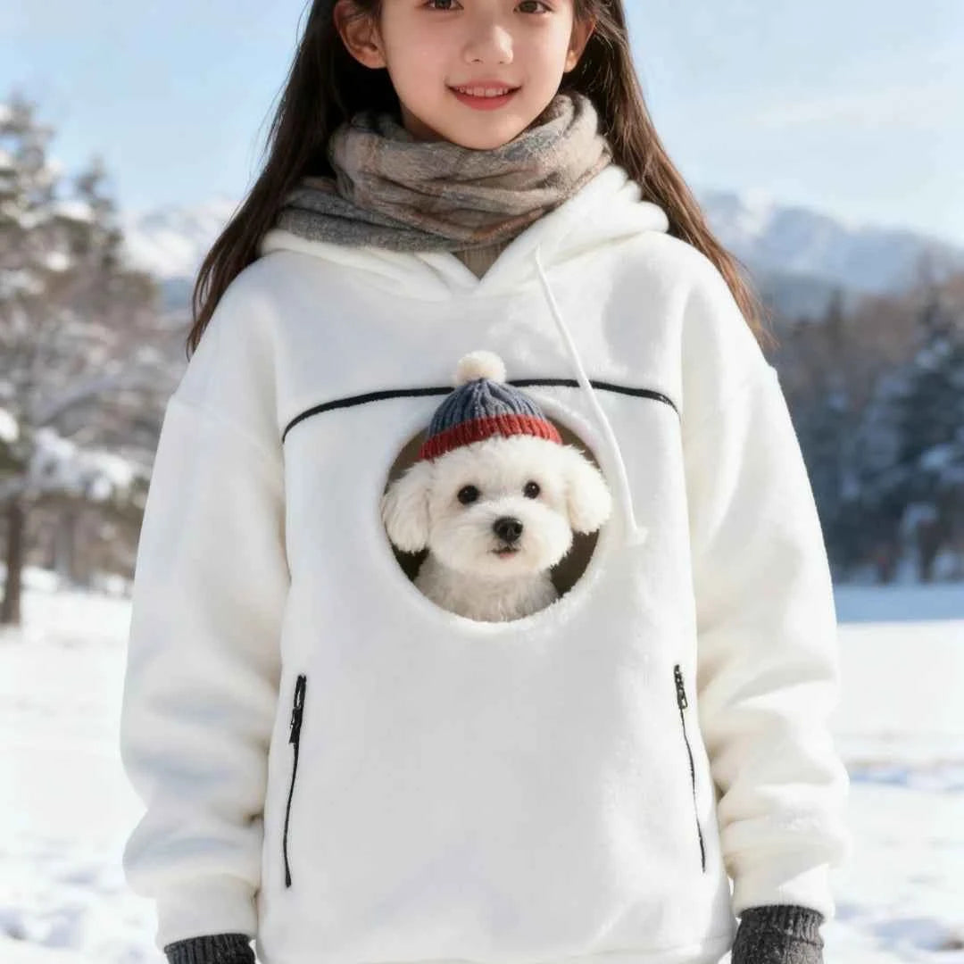 Handmade Emerald Bouclé Pet Hoodie Carrier – Soft Dog & Cat Pullover with Pocket, Cozy Sling Alternative for Chihuahua