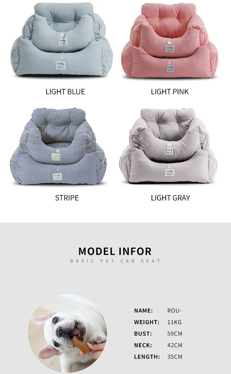 Pet Dog Portable Car Seat Central Control Nonslip Dog Carriers Safe Car Armrest Box Booster Kennel Bed for Small Dog Cat Travel