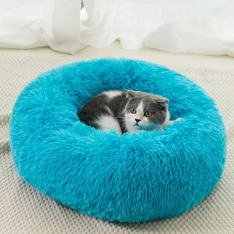 40-100cm Home Round Pet Bed for Large Dog Bed Super Soft Cat Bed Long Plush Dog House for Medium Dog House Winter Warm Sleeping