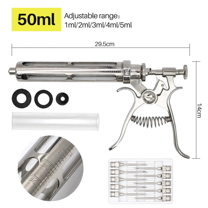 10/20/30/50Ml Automatic Continuous Syringe With Needles Adjustable Vaccine Injection for Livestock Pig Cattle Sheep Chicken