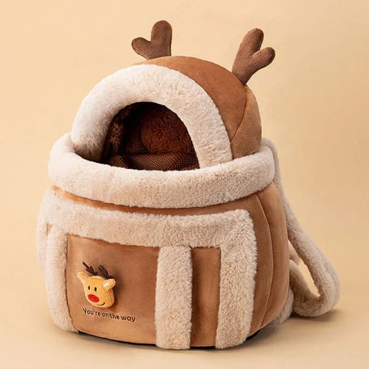 Furry Warm Cat Carrier Portable Pet Travel Bag Luxury Outdoor Handbag Car Seat Winter Cozy Nest For Puppy Kitten Transport - Play Paws Toys