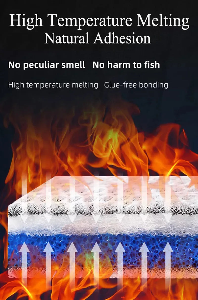 Aquarium 8D Sponge Fish Pond Tank Filter Cotton Pad 8 Layers Cleaning Purifier Water Purification Accessories without Glue