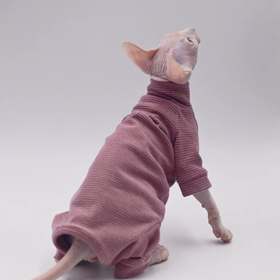 Hairless Cat Clothes Warm and Soft Four-Legged Hoodie for Sphynx Cats for Autumn and Winter for Devon Rex, Cornish - Play Paws Toys