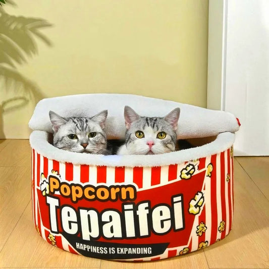 New Cat Nest Closed Sense of Security Winter Warm Popcorn Sleep Nest Winter Cat Sleeping Pet Supplies - Play Paws Toys