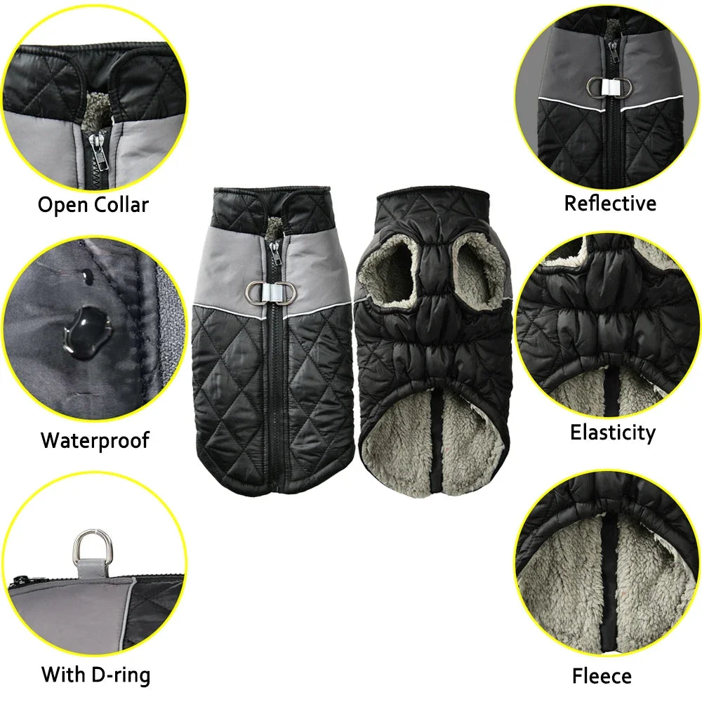 Fleece Warm Dog Clothes For Small Medium Dogs Cats Winter Elasticity Windproof With D-ring Puppy Jacket Chihuahua Pet Costume