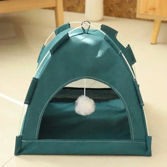 Pet Tent Bed Removable Cat Sofa Basket Canvas Semi-enclosed Cat House Dog Cave Hut Cat Sleeping Bed for Room Decor Pet Supplies - Play Paws Toys
