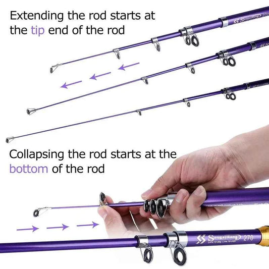 Sougayilang 1.8-3.3M Telescopic Fishing Rods 6-8 Sections Ultralight Glass Fiber Carp Fishing Rods Spinning Pole Fishing Tackle