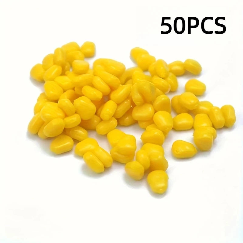 50/100pcs Realistic Corn Cob Fishing Lures - Yellow Corn Kernel Soft Baits, Pouch-Packed Freshwater & Saltwater, for Carp