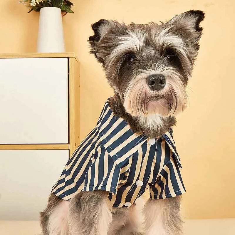 Cooling Summer Pet Clothes Vertical Stripe Shirts for Small Dogs Cats Schnauzer Chihuahua Yorkshire mascotas Clothing CatApparel