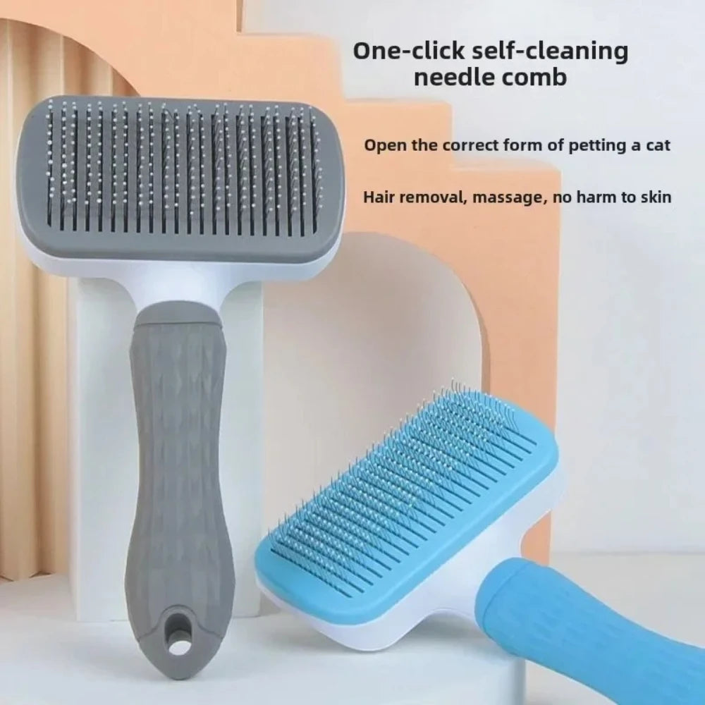 Self Cleaning Pet Hair Remover Comb Dematting Grooming Brush for Dogs Cats Essential Fur Care Tool & Pet Accessories