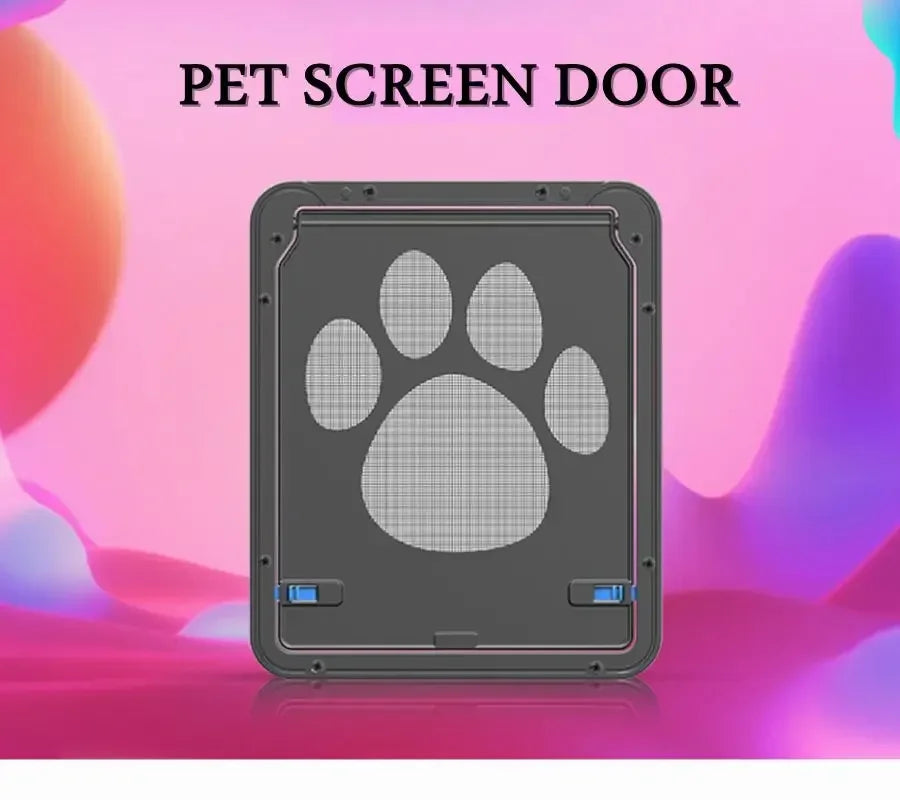 Pet Door Safe Lockable Magnetic Screen Outdoor Dogs Cats Window Gate House Enter Freely Fashion Pretty Garden Easy Install - Play Paws Toys