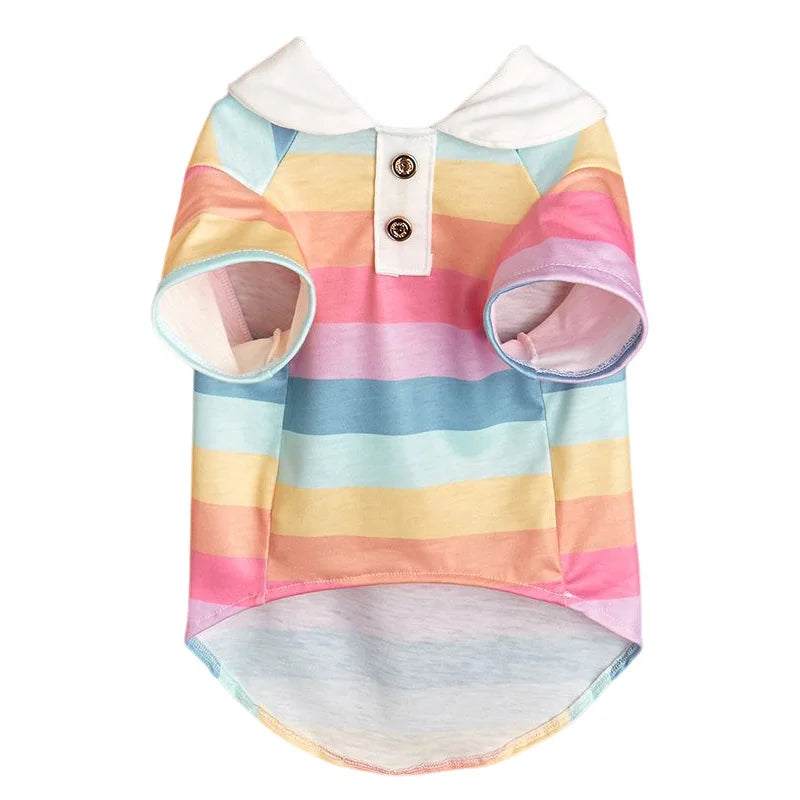 New summer puppy striped short sleeves Dog Vest Trendy Internet Celebrity POLO Shirt Store Cat Pet Clothes Lightweight Sunscreen