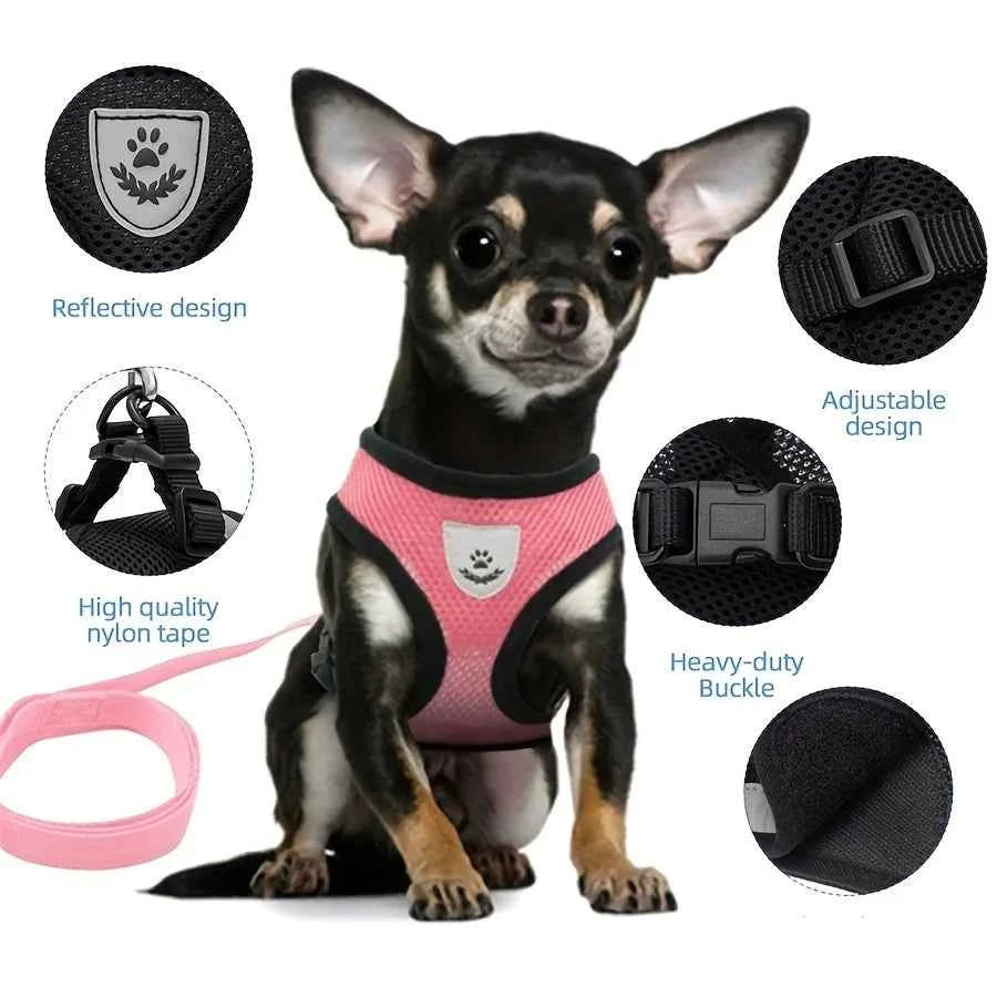 Cat Harness Adjustable, Escape-Proof Breathable Mesh with Reflective Vest  5-Foot Leash - Safe, Durable Outdoor Adventures