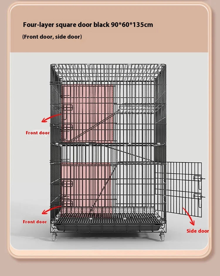 Indoor Cat Villa Cage with Foldable Design Large Multi-Story Cat House Encrypted Pet Cage Furniture for Home - Play Paws Toys