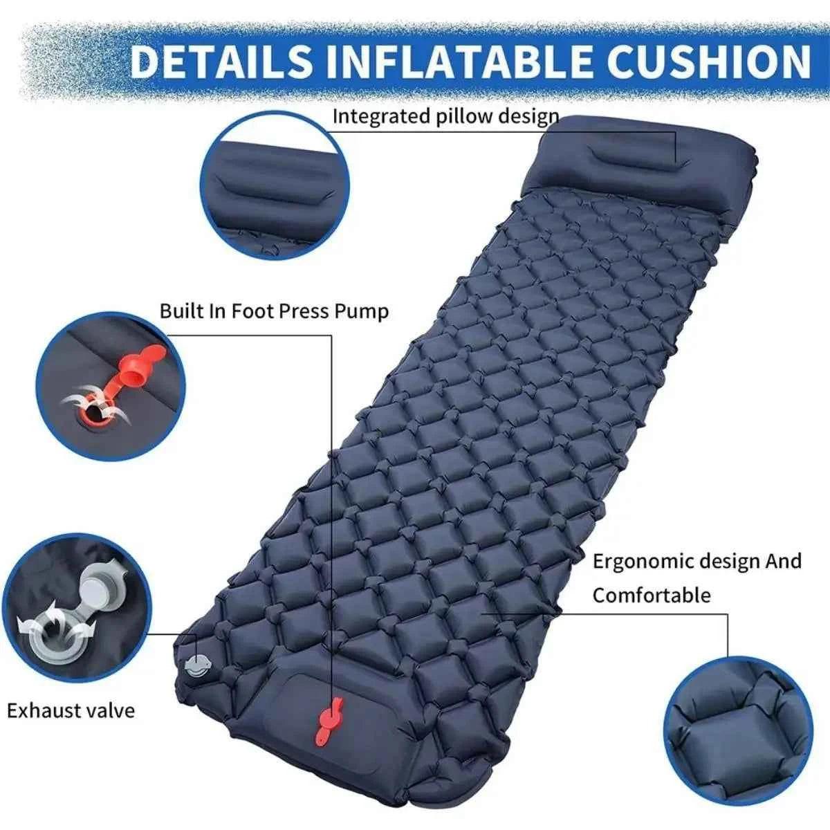 Outdoor camping sleeping mat, ultra-lightweight and portable, foldable inflatable mattress