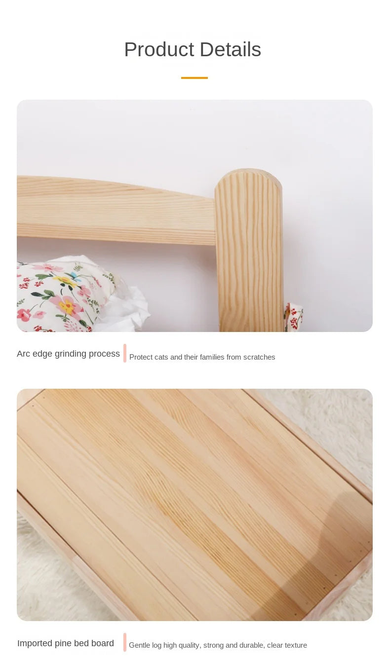 summer and winter four-season universal floor-standing wooden removable and washable princess bed cat bed - Play Paws Toys