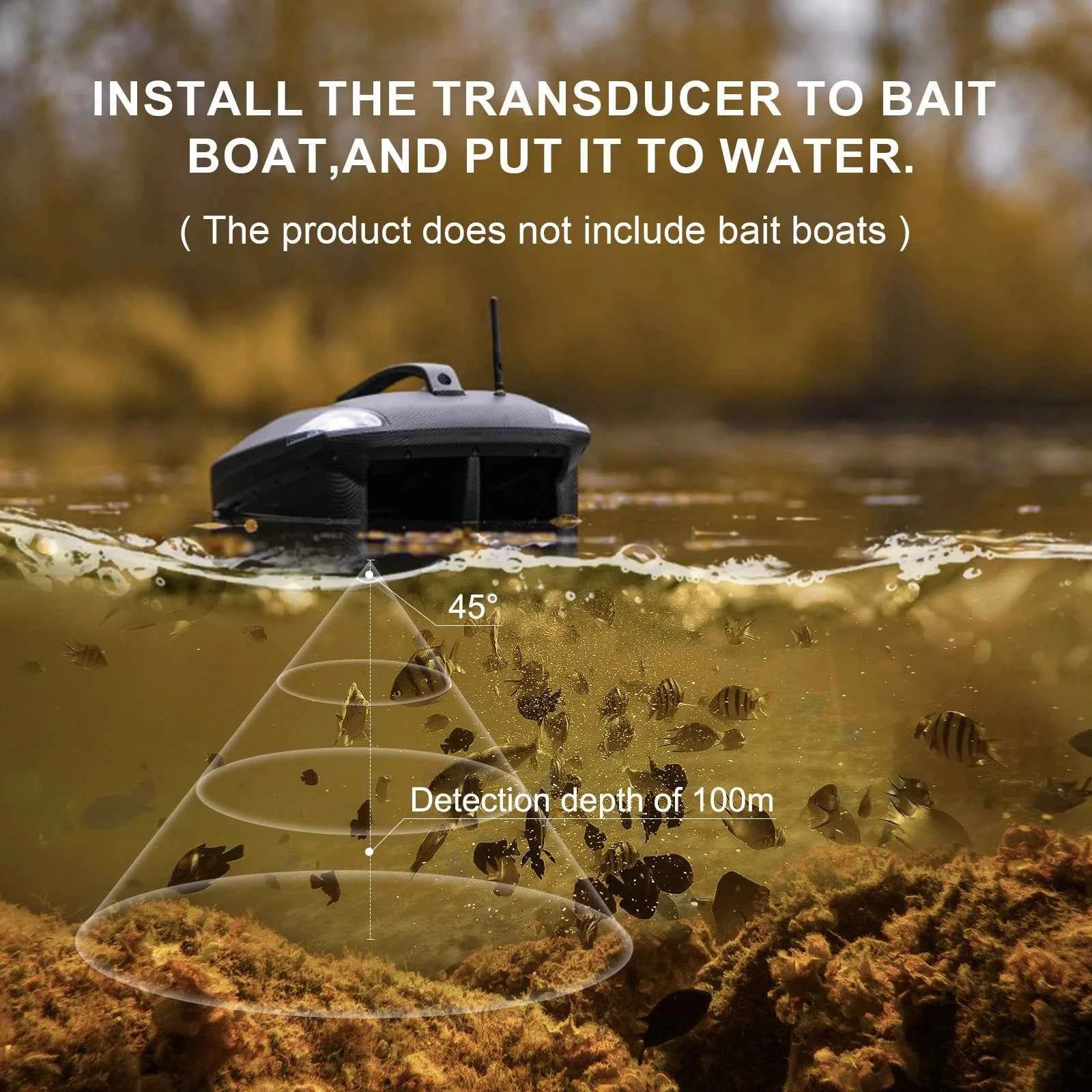 LUCKY FF918 Bait Boat Fish Finder 3.5" LCD perating range 300m Depth Range 100M Wireless