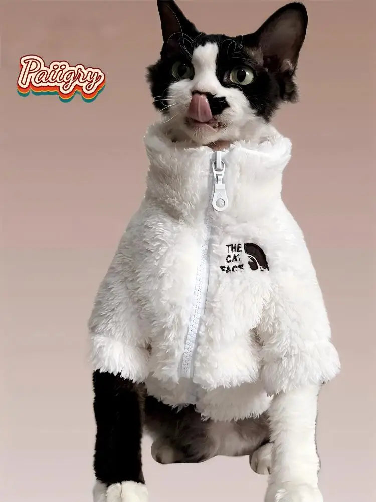 Winter pet dog dog cat coat cold proof hairless cat clothes sphinx devon thick winter warm three-color lambswool coat - Play Paws Toys