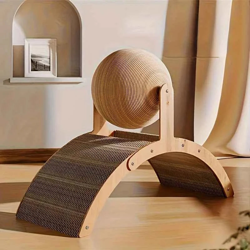2 In 1, Cat Scratching Ball Wooden Cat Scratcher, Natural Sisal Scratch Board Scratching Column, Wear-Resistant Paw Wood Scraper