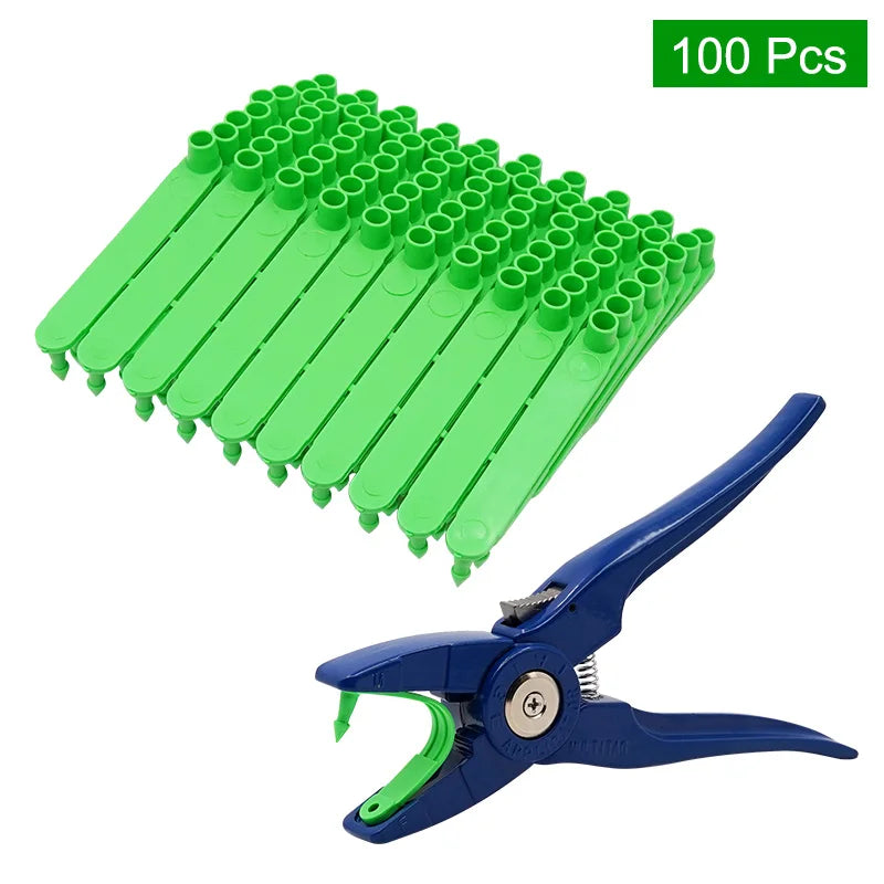 100Pcs Ear Tags Livestock Animal Goat Tags and Plier Farm Animals Idetification Card Sheep Ear Tag Without Words Easy To Install