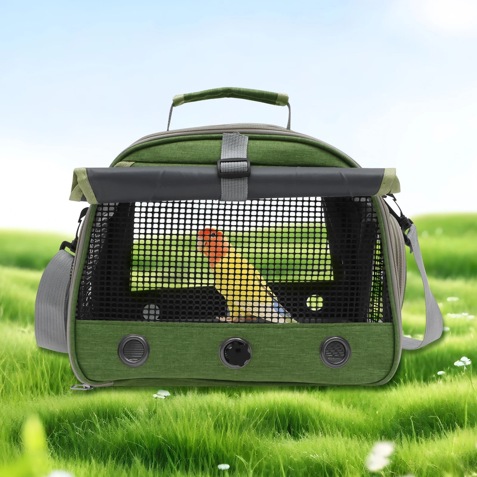 Portable Bird Travel Bag Oxford Cloth Bird Carrier Parrot Travel Cage with Tray and Clear Window Travel Bird Raising Supplies