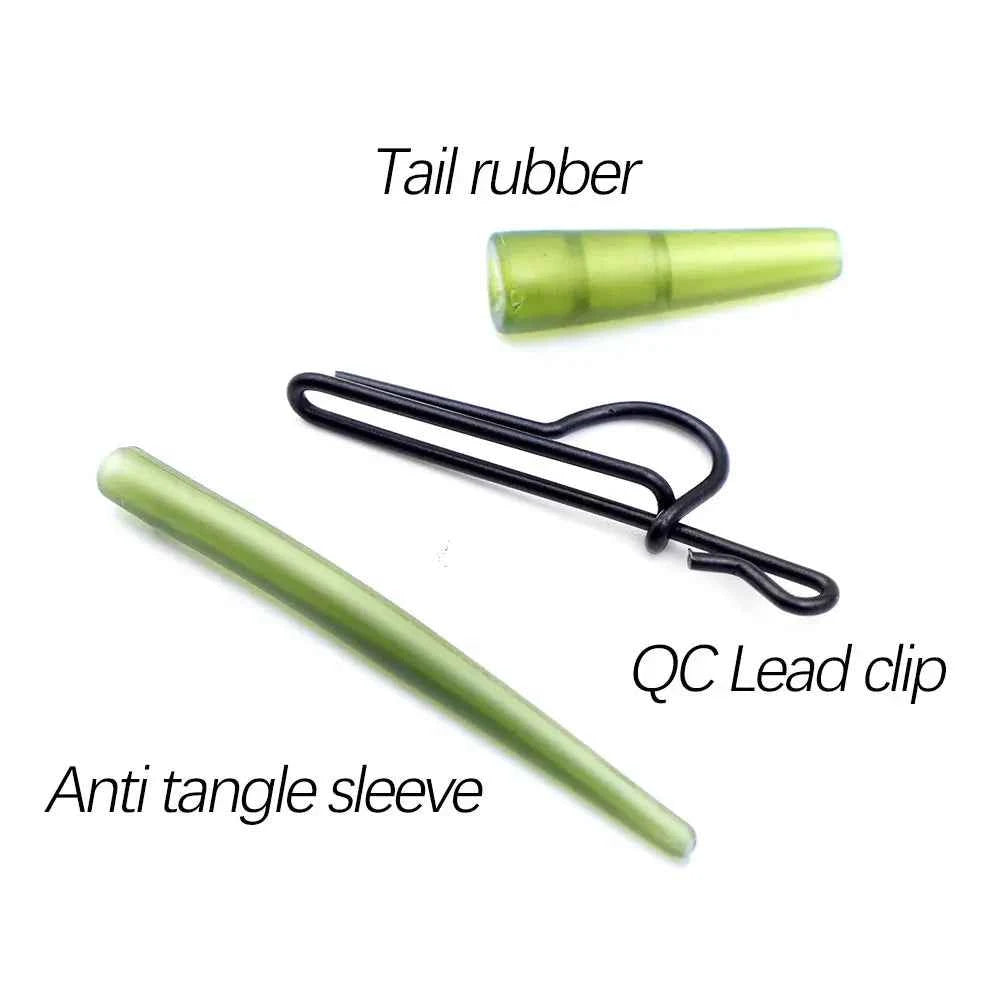 10 Set Carp Fishing Rig Tackle Set Anti Tangle Sleeve Quick Change Clips For Carp Coarse Hair Rig Making Accessories Tackle