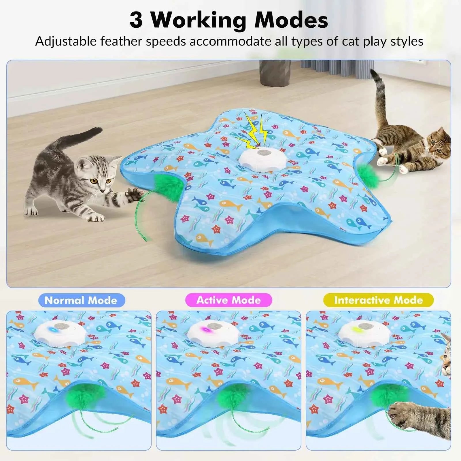 Smart Hide and Seek Cat Toy Electric Thermal Sensing Cat Catch Cover Real Mouse Squeaky Touch Activated Feather Teaser Wand