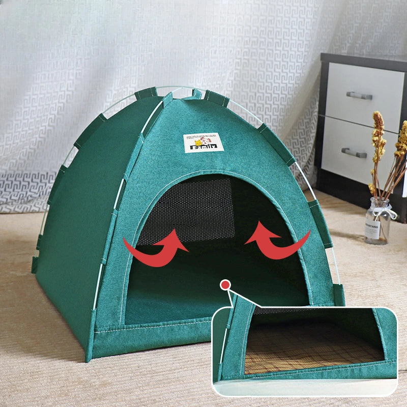 Foldable Cat House Pet Tent Four Seasons Universal Cat and Dog Pet Nest Summer Cool Mat Outdoor Portable Foldable Breathable - Play Paws Toys