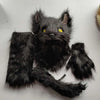 Latex with Fur Black Cat Cosplay Mask Scary Helmet Animal Funny Costume Hood Hair Mask Headwear Adult Halloween Party Props
