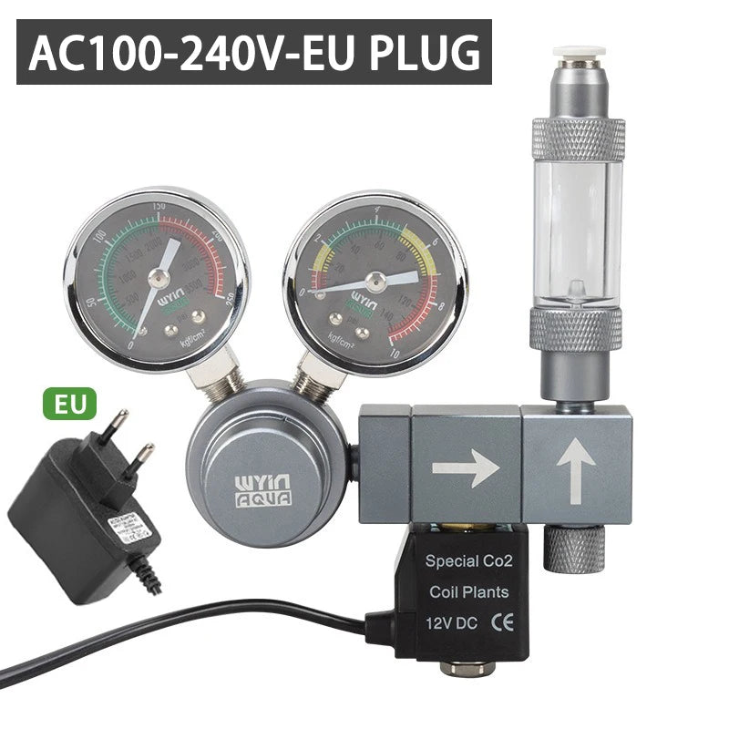 Aquarium CO2 regulator Solenoid valve Quick plug interface Bubble meter Fish tank control system CO2 pressure reducing valve
