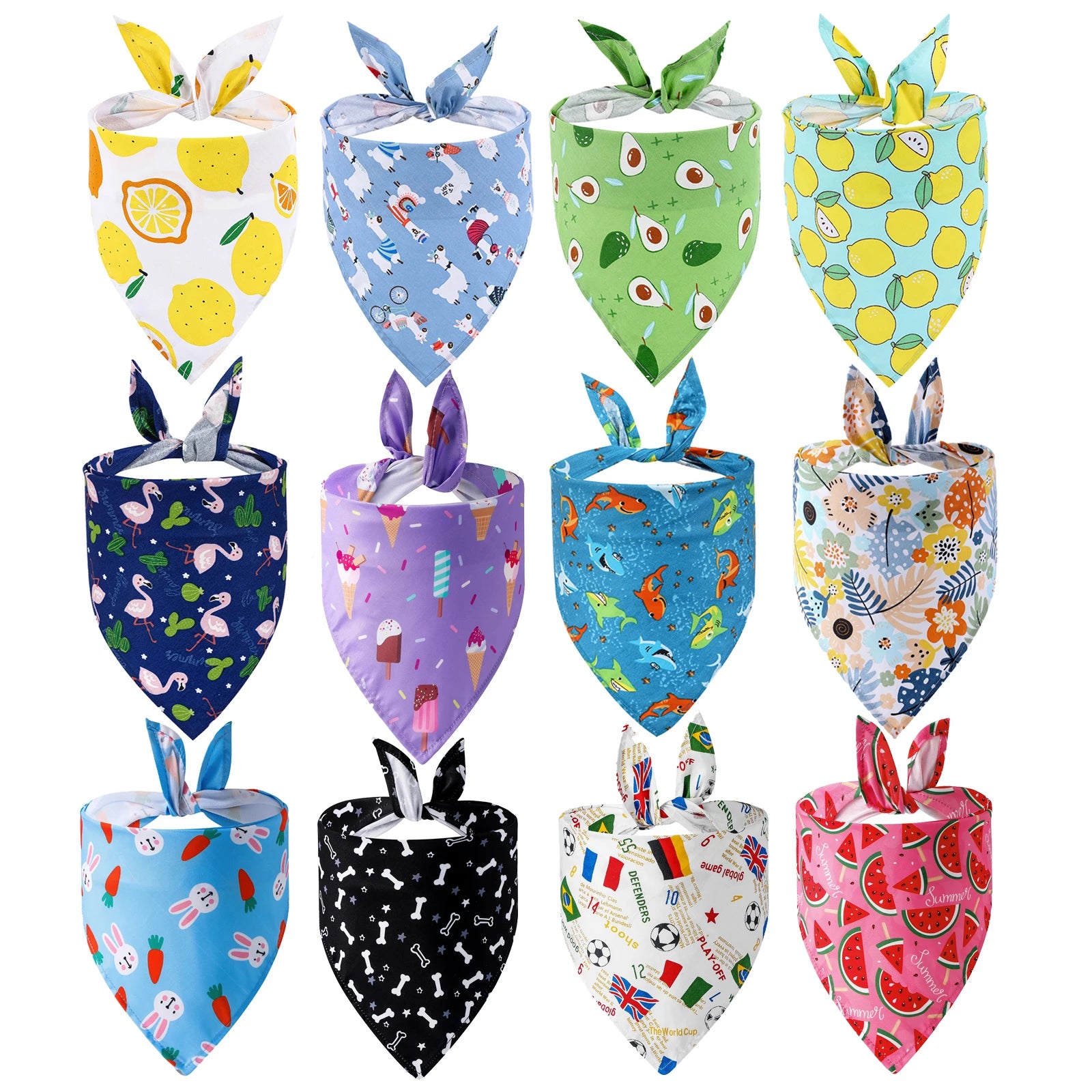 Sucado Dog Bandana Fruit Floral Spring Washable Soft Doggy Scarf Kerchief Summer Adjustable for Small Medium Large Dogs Pets