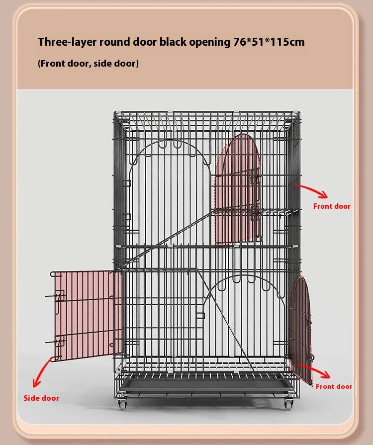 Indoor Cat Villa Cage with Foldable Design Large Multi-Story Cat House Encrypted Pet Cage Furniture for Home - Play Paws Toys