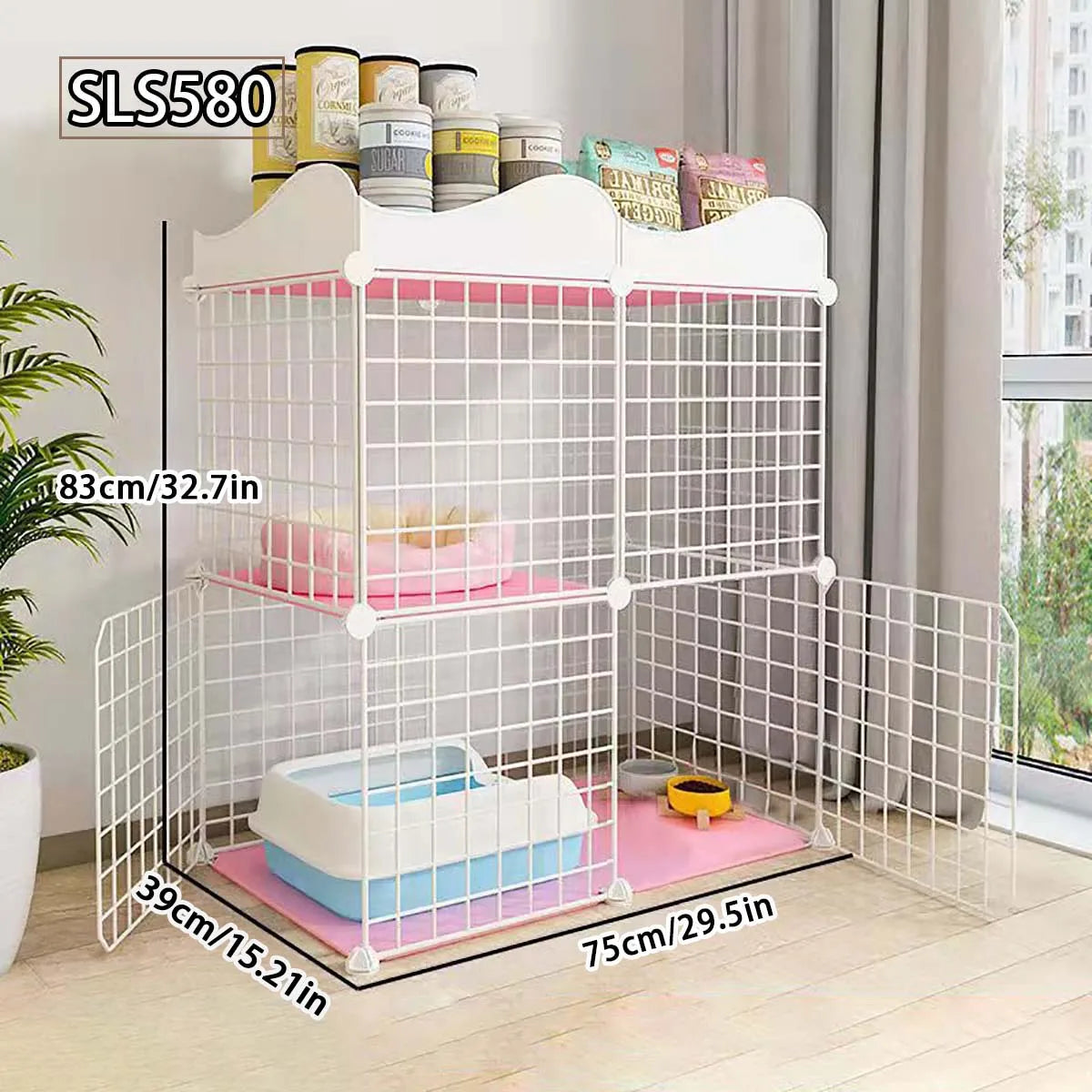 Cat Cage for Home Use, Indoor Pet Cat Large Space, Luxurious Small Cat House, Three-Story Multi-Cat Portable Assembly Empty Cage - Play Paws Toys