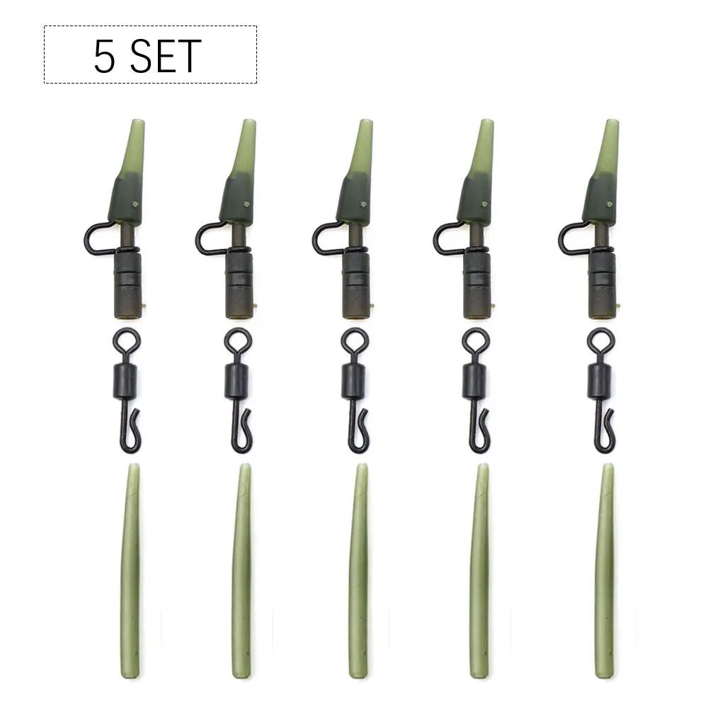 5 Set Helicopter Rig Fishing  Accessories Method Feeder Hook Boilie Fishing Swivels Lead Clip Anti Sleeve For Fishing Tackle