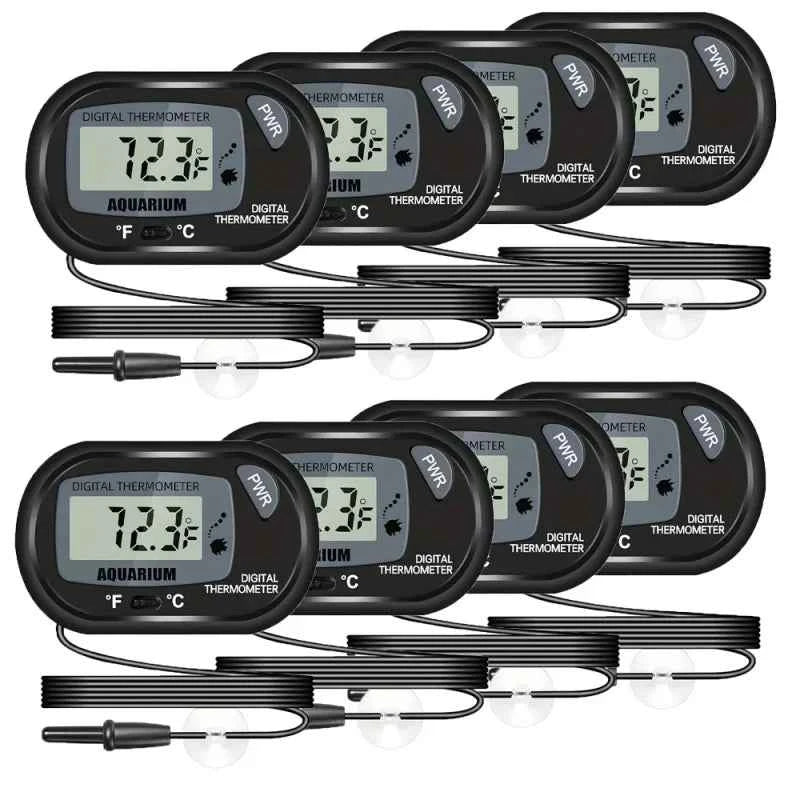2/4/6/8Pcs LCD Digital Aquarium Thermometer Fish Tank Thermometer With Water-Resistant Sensor Probe And Suction Cup For Reptile