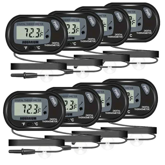 2/4/6/8Pcs LCD Digital Aquarium Thermometer Fish Tank Thermometer With Water-Resistant Sensor Probe And Suction Cup For Reptile