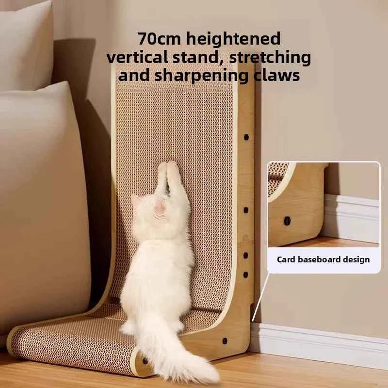 L Shape Cat Scratcher Cardboard Bell Hole Catnip Wear-Resistant Scratching Post For Indoor Cats Furniture Protection