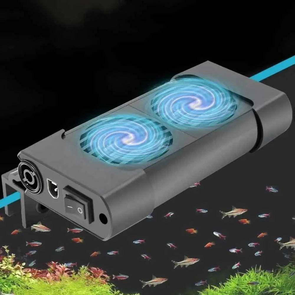 2/3/4/5/6 Head Aquarium Cooling Fans 135° Rotation Silent Fish Tank Cooler US Plug Temperature Control System Chiller Control