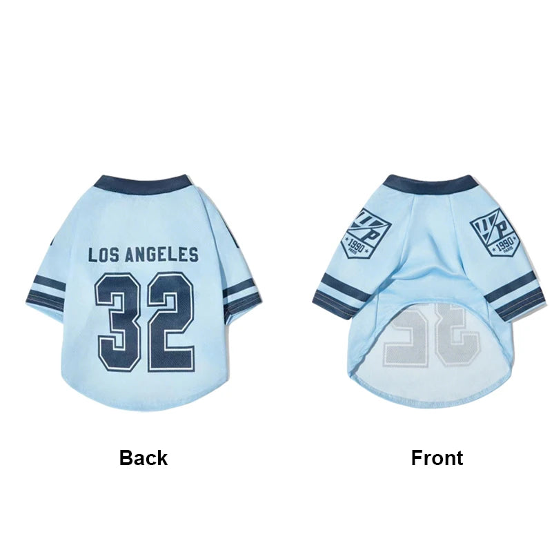 1pc Pet Dog Cat Blue #32 LA Number & Letter Print Jersey, Fashionable Casual Breathable & Soft Dog Shirt