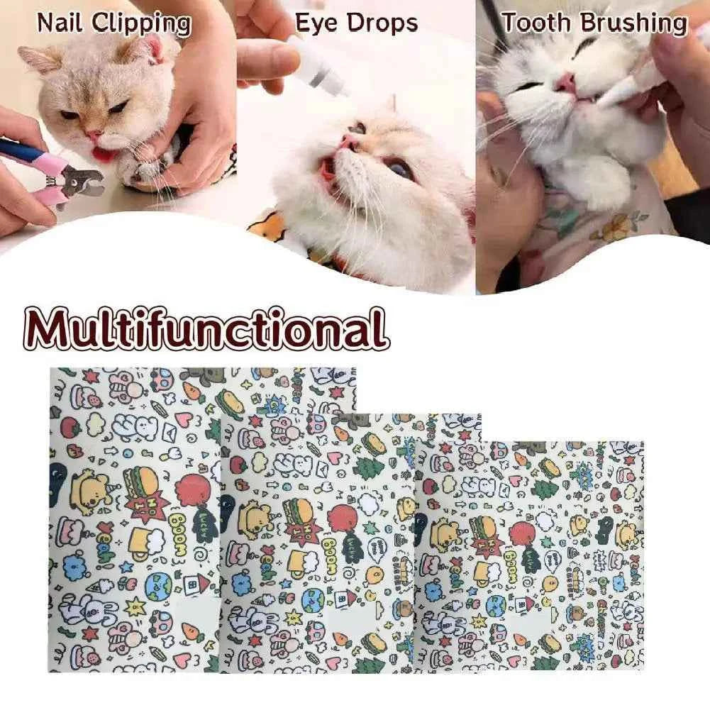 Self Adhesive Cat Wrap Cloth Anti Scratch Bite Escape Pet Grooming Nail Clipping Medicine Calming Tool Multifunctional Fabric
