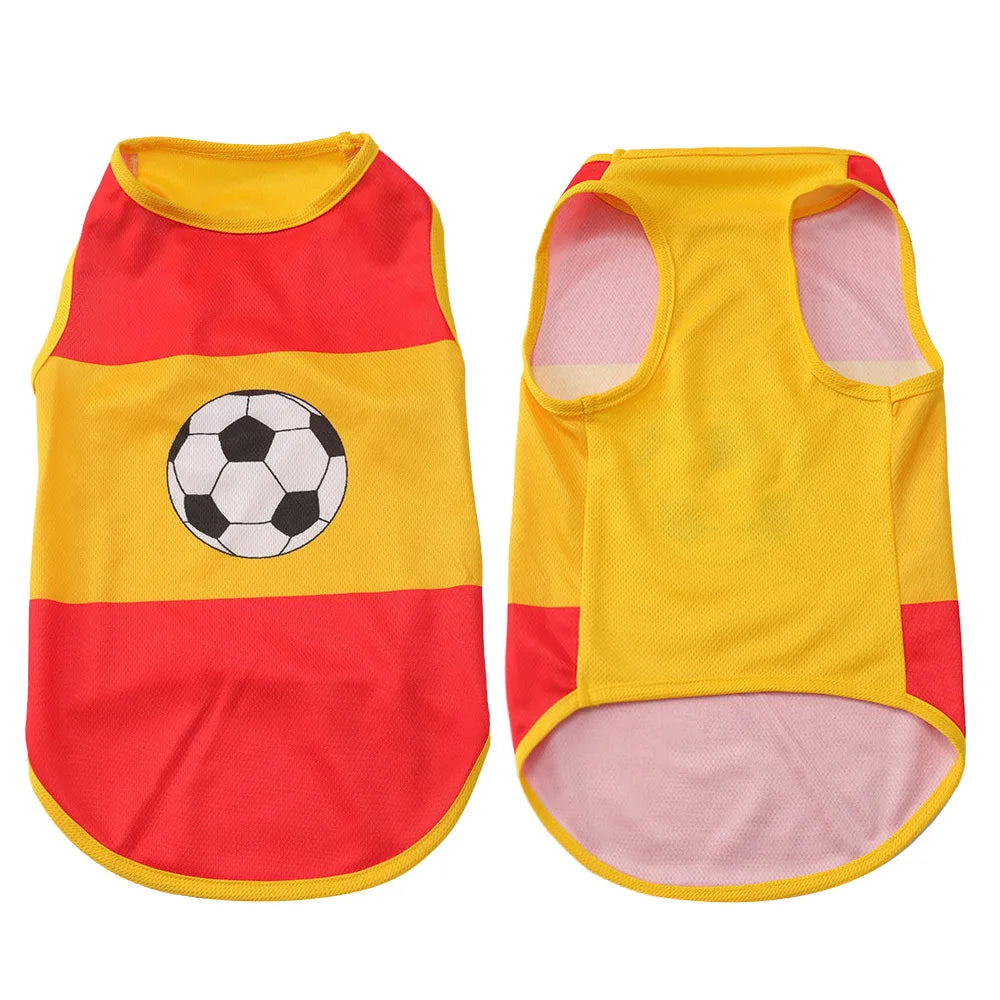 Pet Dog Clothes Football Jersey Dog Shirt Outfit Wear National Flag of Spain France Germany Netherlands Italy Argentina Brazil