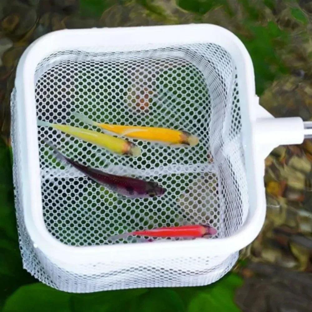 1PC Aquarium Square Fishing Net Extendable Long Handle Fishing Gear For Catching Fish Shrimp Tank Clean Accessories