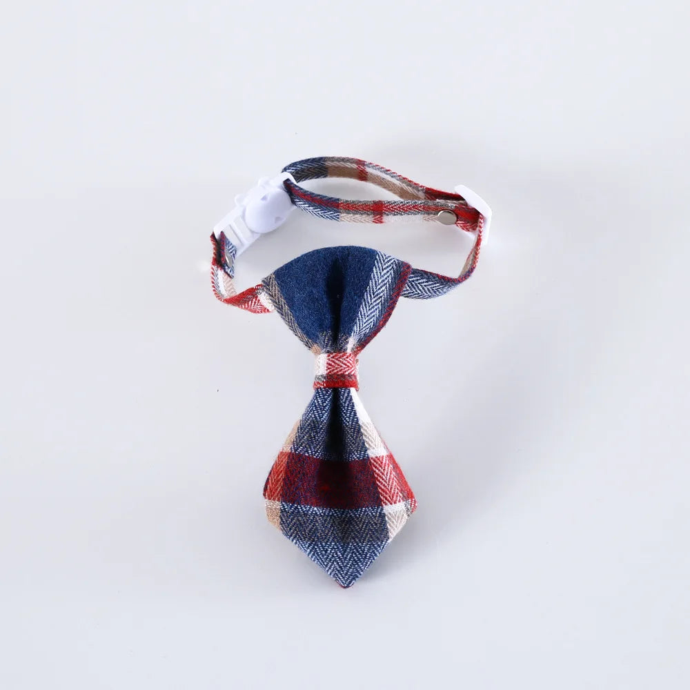 Pet Accessories for Dogs Cats Bowtie British Style Puppy Plaid Tie Breakaway Bowknot Collar for Small Dog Cat Gentleman Costume - Play Paws Toys