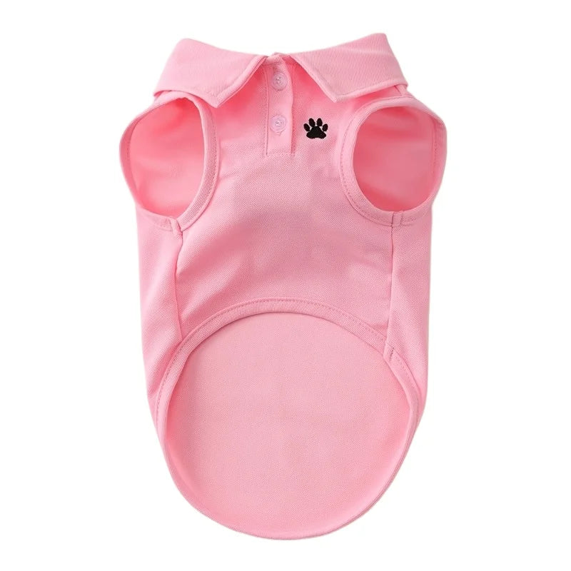 Pet Dog Polo Shirt Casual Solid Color Sports Vest Breathable Summer Clothes for Small Medium Dogs Tennis Golf Outfit